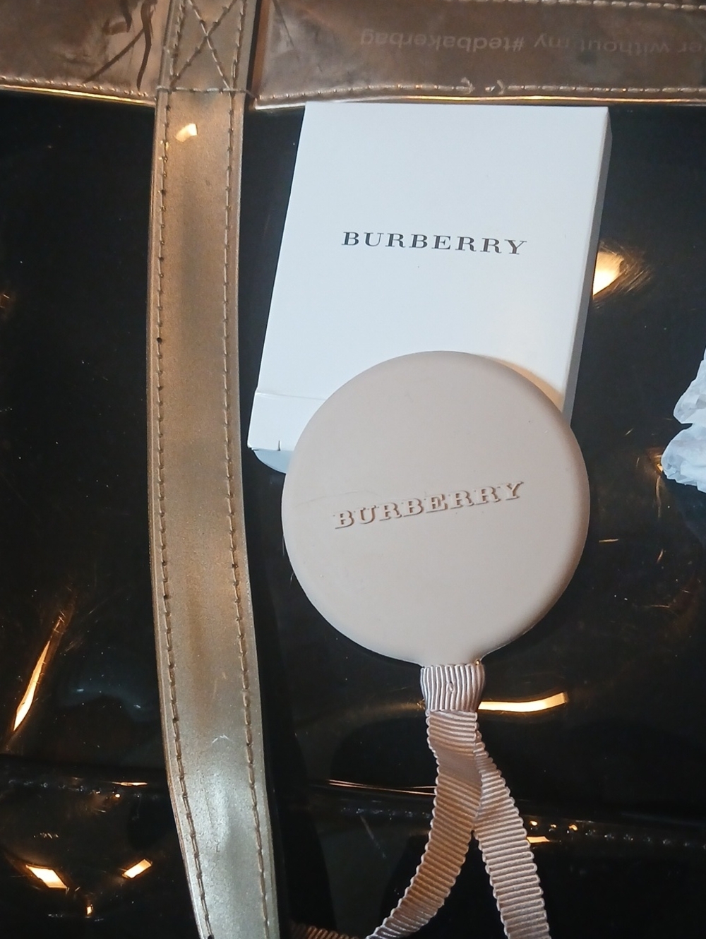 Burberry Pink Beige Compact Mirror with Ribbon